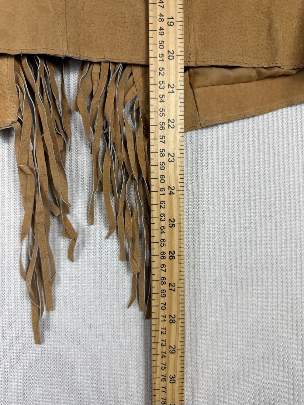 Vintage Outer Edge Genuine Leather Fringe Jacket Women L Tan Western Boho Suede - Picture 12 of 12